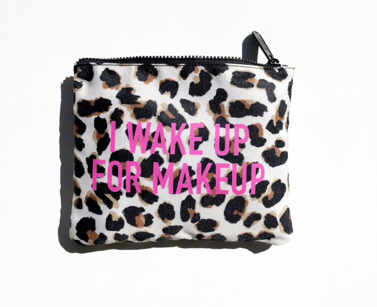 hollis leopard lux makeup bag